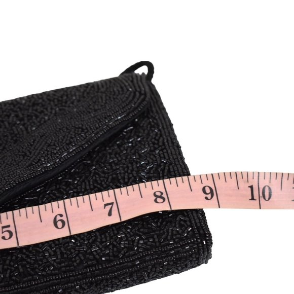Carole M Studio Clutch Vintage Shoulder Long Strap Black Beaded Cocktail - Picture 7 of 8